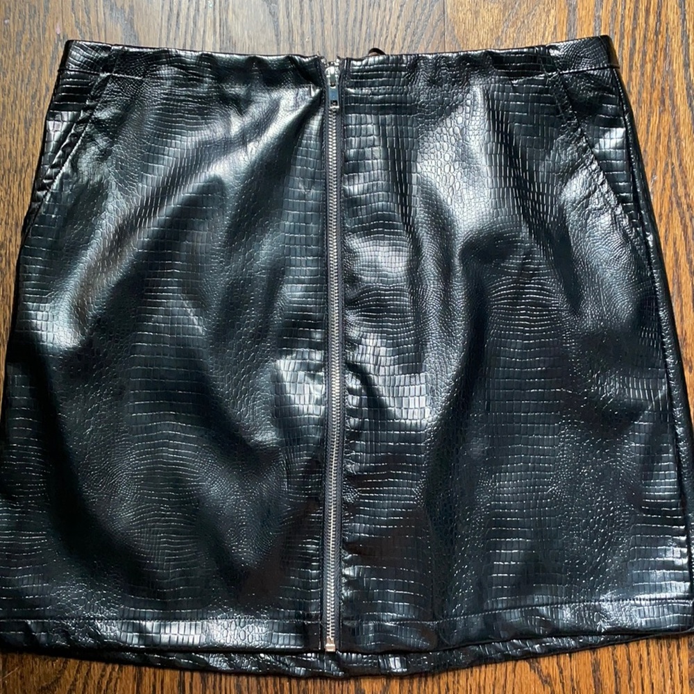 Black Crocodile print skirt